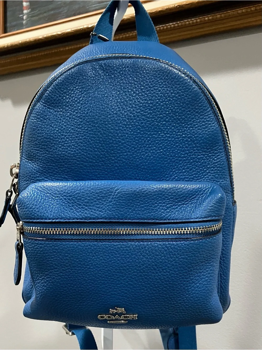 Coach Pebbled Leather Mini Backpack in Cobalt Blue